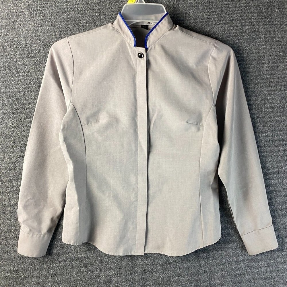 Doc & Amelia by Cintas Long Sleeve Button Up Top XS Women's Gray 100% Polyester